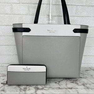 Kate Spade Colorblock Large Laptop Tote Shoulder Bag & Large Continental Wallet